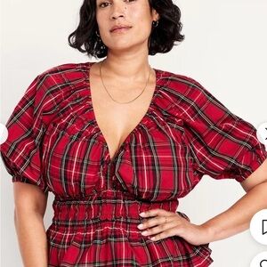 Plaid Red Women's Top